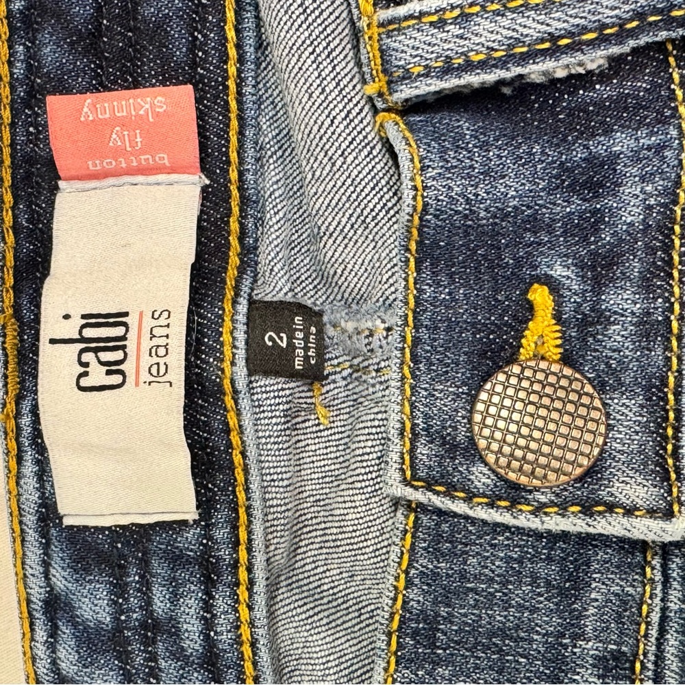 Cabi Stylish Blue Skinny Jeans with Braided Waistband Size 2 - Picture 2 of 6